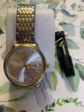 OLEVS Two-Tone Silver and Gold Men’s Dress Watch - Day/Date